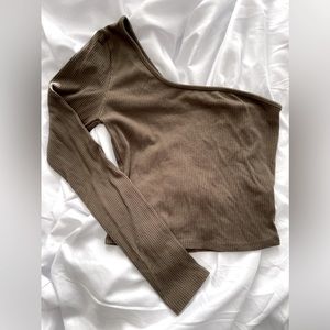 Garage Clothing - Army Green One Sleeve Crop Top